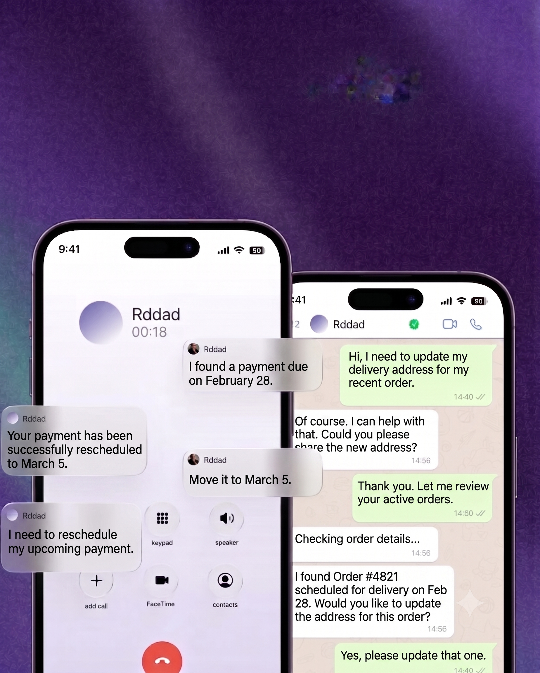 Rddad replies to customers by voice and chat across WhatsApp and phone